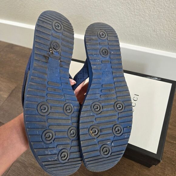Gucci GG Monogram Leather Sandals /Flip Flops/ Slides shoes size 12 - Picture 7 of 8
